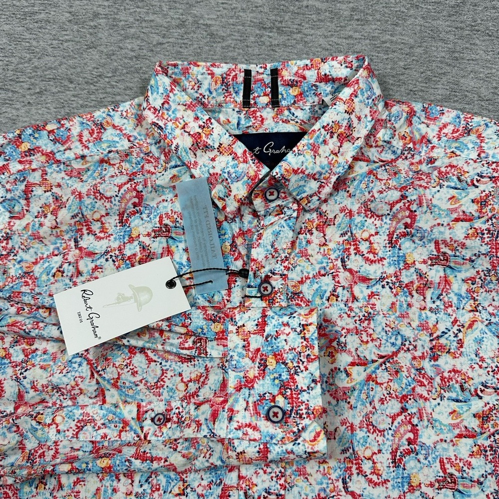 Robert Graham Shirt Mens Large Tailored Kamari Colorful Paisley Long Sleeve NEW